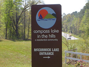Compass Lake in the Hills sign image